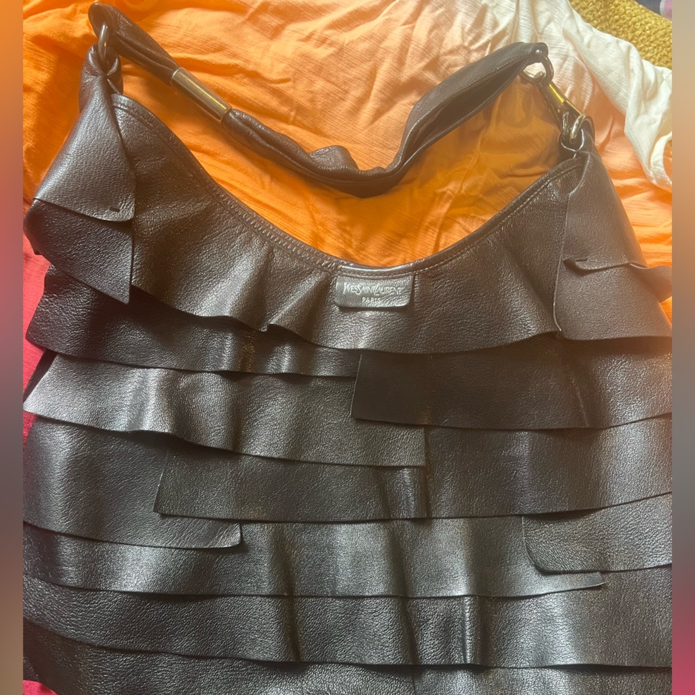 YVES SAINT LAURENT YSL Mombasa Leather Shoulder Bag